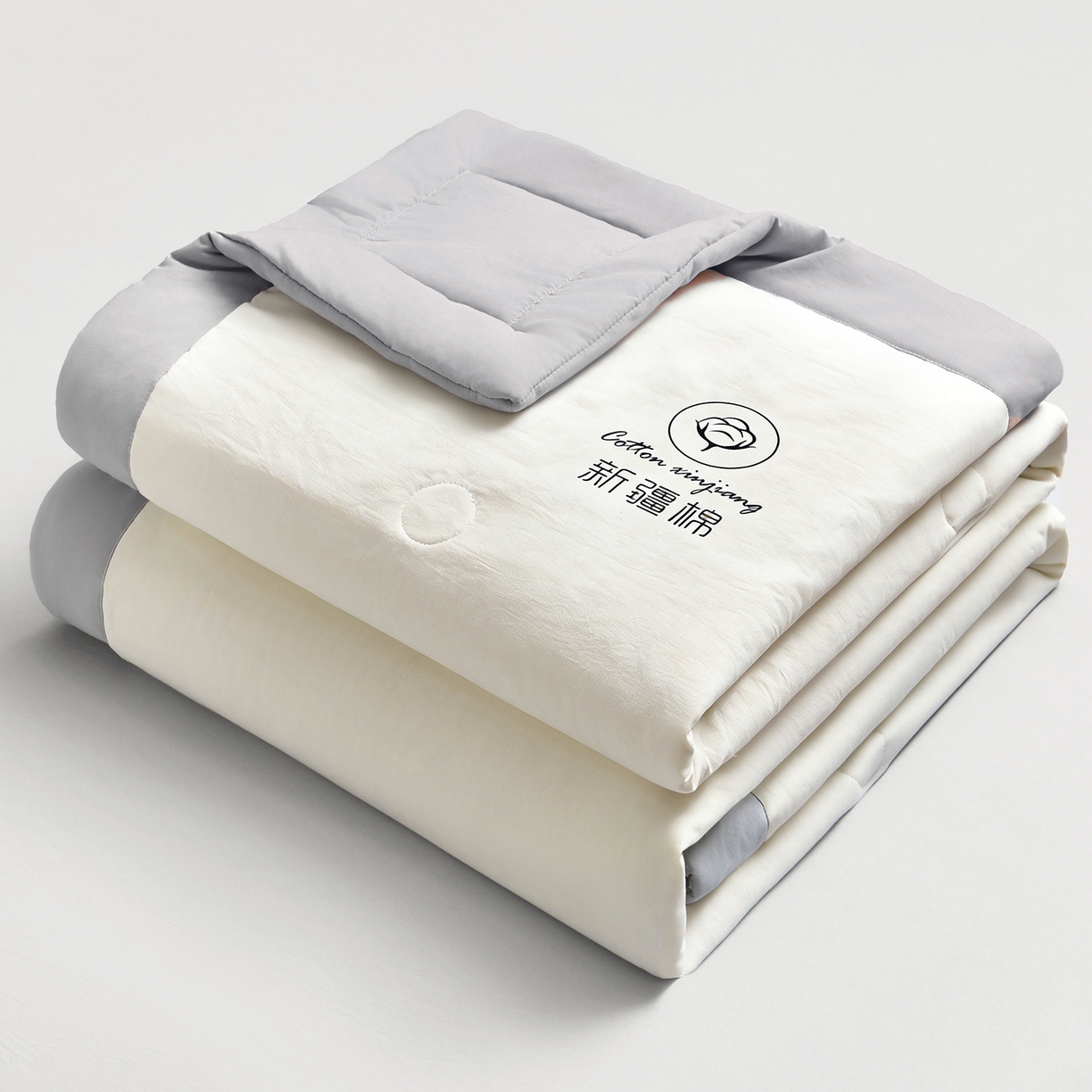 91家纺网 家纺一手货源 找家纺 晓时候 2026春夏新款纯色水洗棉双拼夏被新疆棉花被夏凉被空调被被子被芯-素夏 素夏-白灰