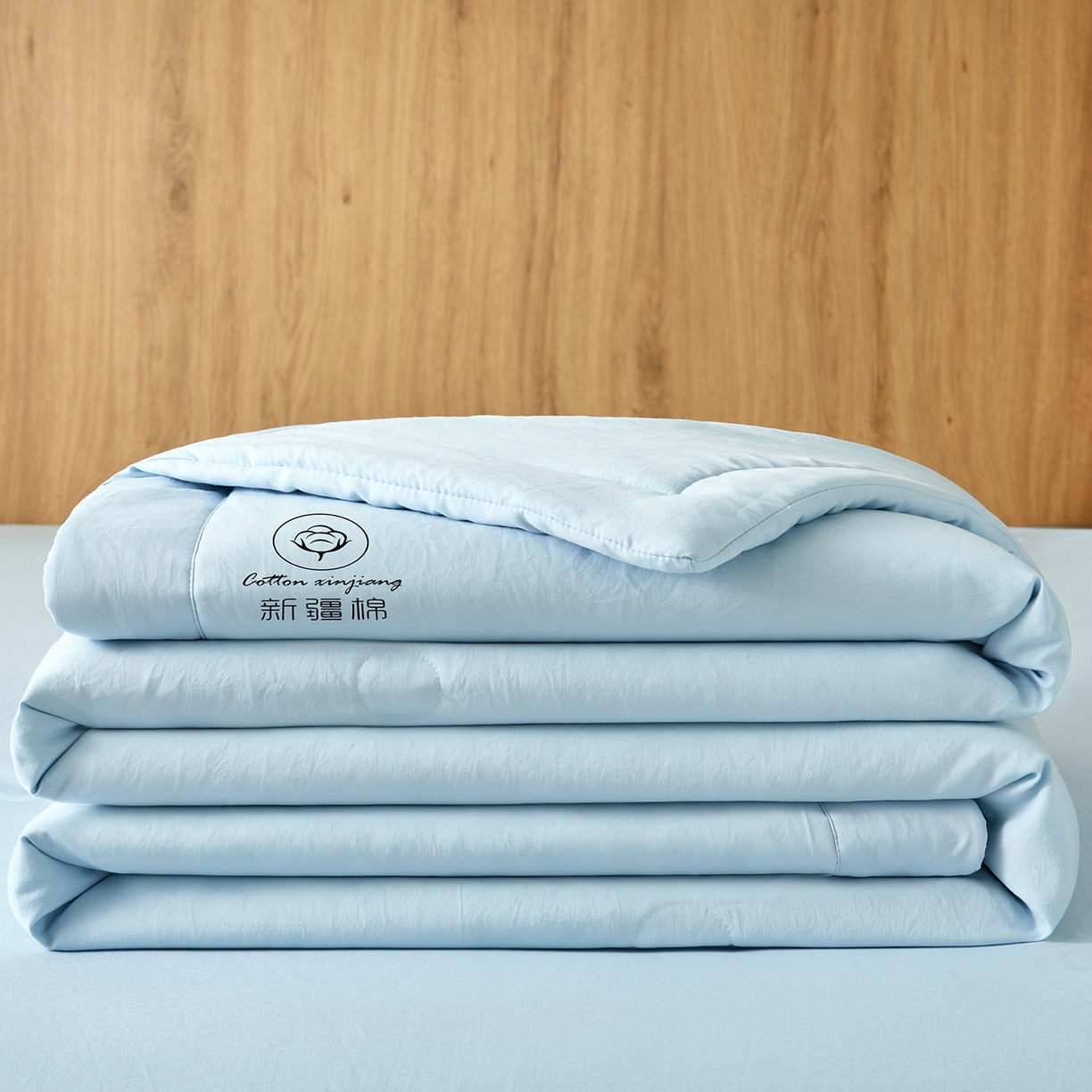 91家纺网 家纺一手货源 找家纺 晓时候 2026春夏新款纯色水洗棉双拼夏被新疆棉花被夏凉被空调被被子被芯-素夏 素夏-天蓝
