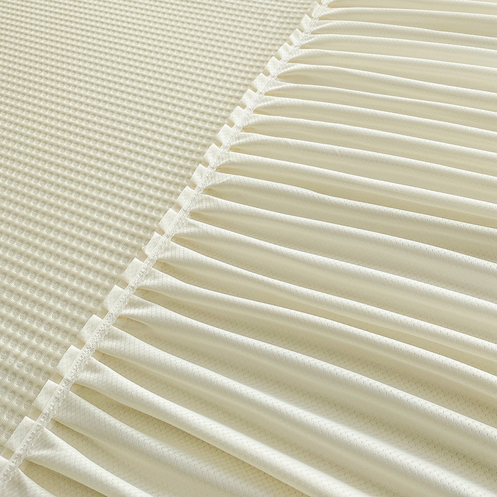 91家纺网 家纺一手货源 找家纺 七里香 2026春夏新款2026新款华夫格3D千鸟格冰豆豆凉席床裙款三件套 华夫格-米白