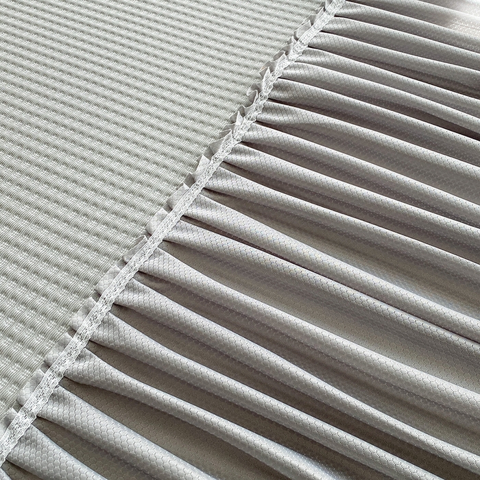 91家纺网 家纺一手货源 找家纺 七里香 2026春夏新款2026新款华夫格3D千鸟格冰豆豆凉席床裙款三件套 华夫格-浅灰