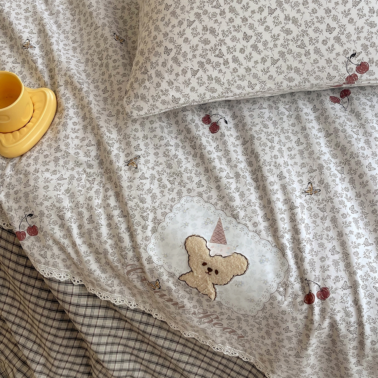 91家纺网 家纺一手货源 找家纺 （总）宝士康家纺 2026新款10A抗菌全棉花边双拼云朵棉单夏被夏被四件套