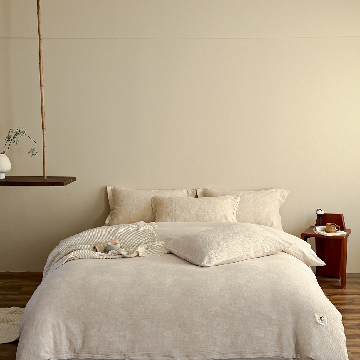 尚品本色 2026春夏新款无印风A类色织棉麻提花柔软四件套 锦瑟