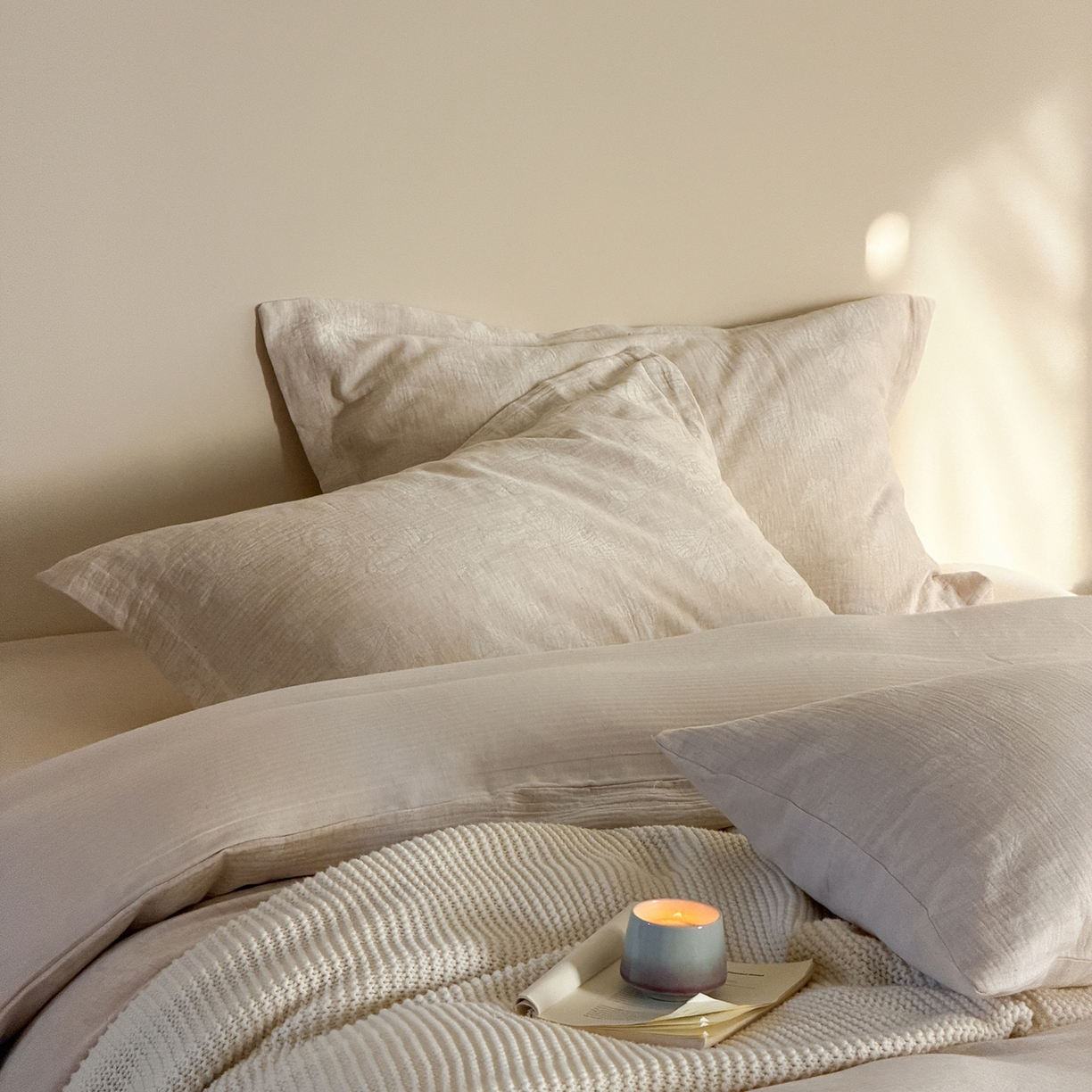 91家纺网 家纺一手货源 找家纺 尚品本色 2026春夏新款无印风A类色织棉麻提花柔软四件套 锦瑟