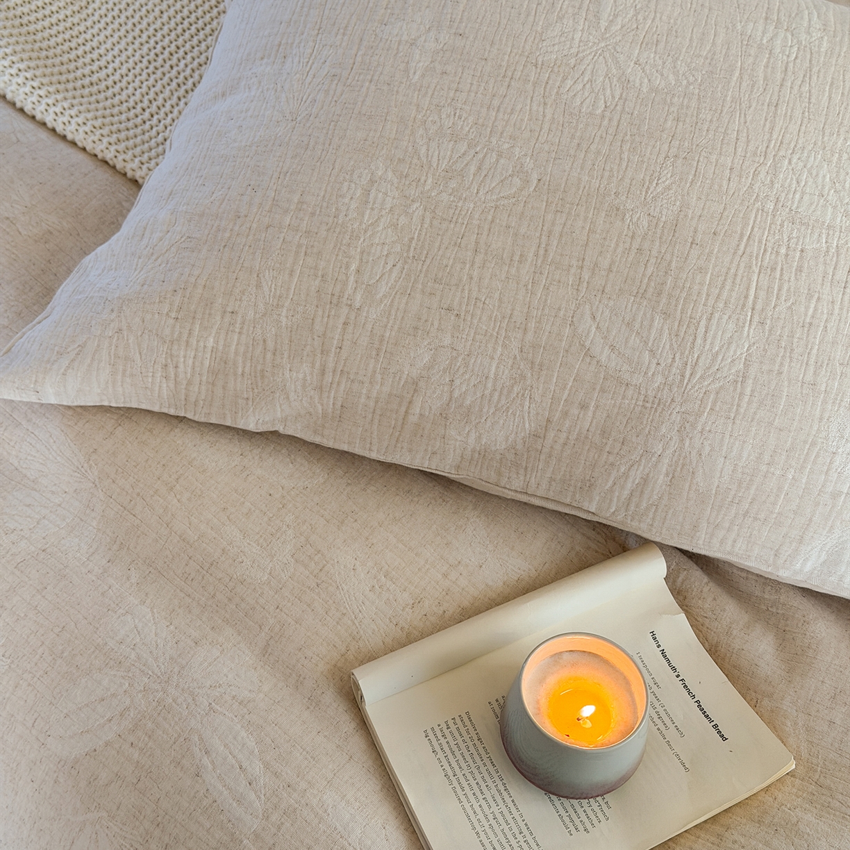 91家纺网 家纺一手货源 找家纺 尚品本色 2026春夏新款无印风A类色织棉麻提花柔软四件套 锦瑟