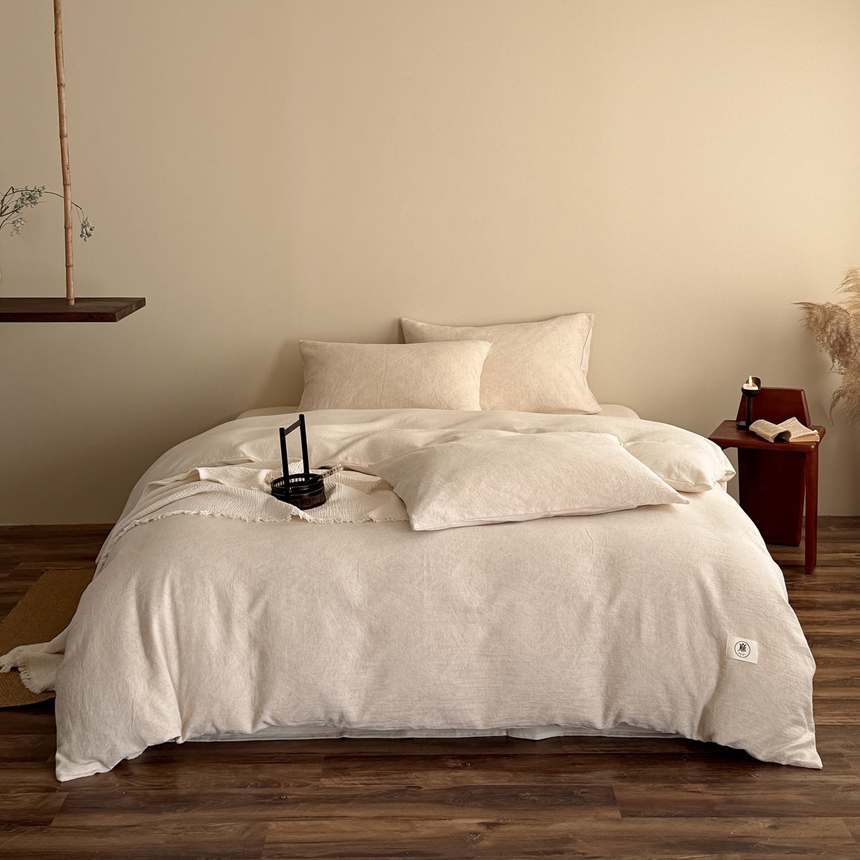 91家纺网 家纺一手货源 找家纺 泰迪爱兰Teddy ISLAND 2026春夏新款无印风A类色织棉麻提花柔软四件套 鎏光