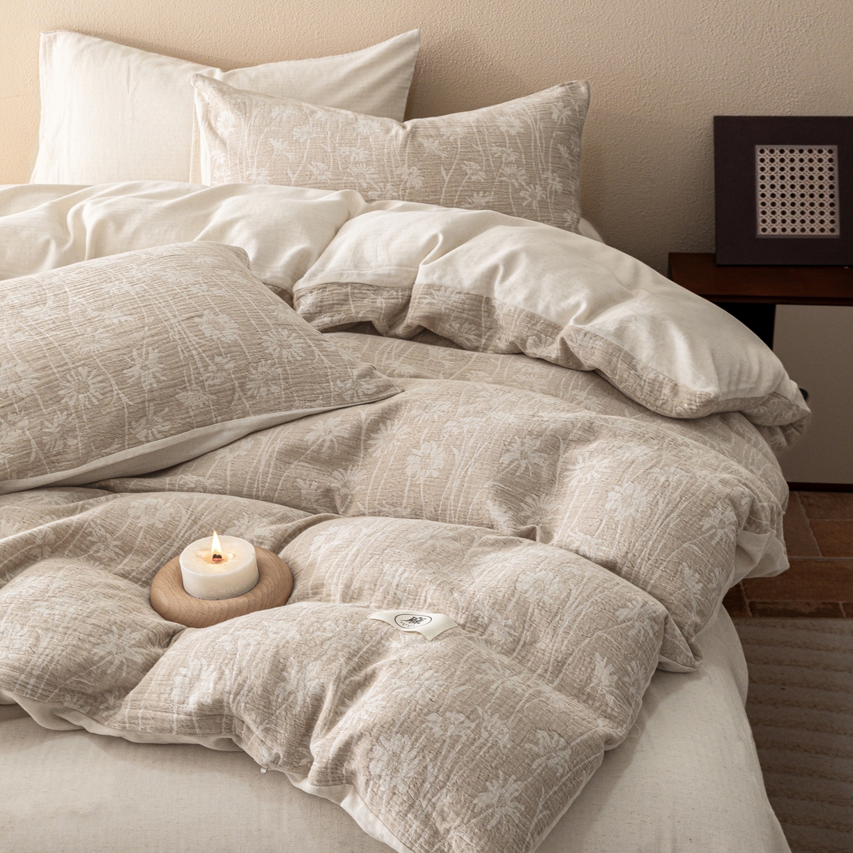 91家纺网 家纺一手货源 找家纺 （总）泰迪爱兰Teddy ISLAND 2026春夏新款无印风A类色织棉麻提花柔软四件套