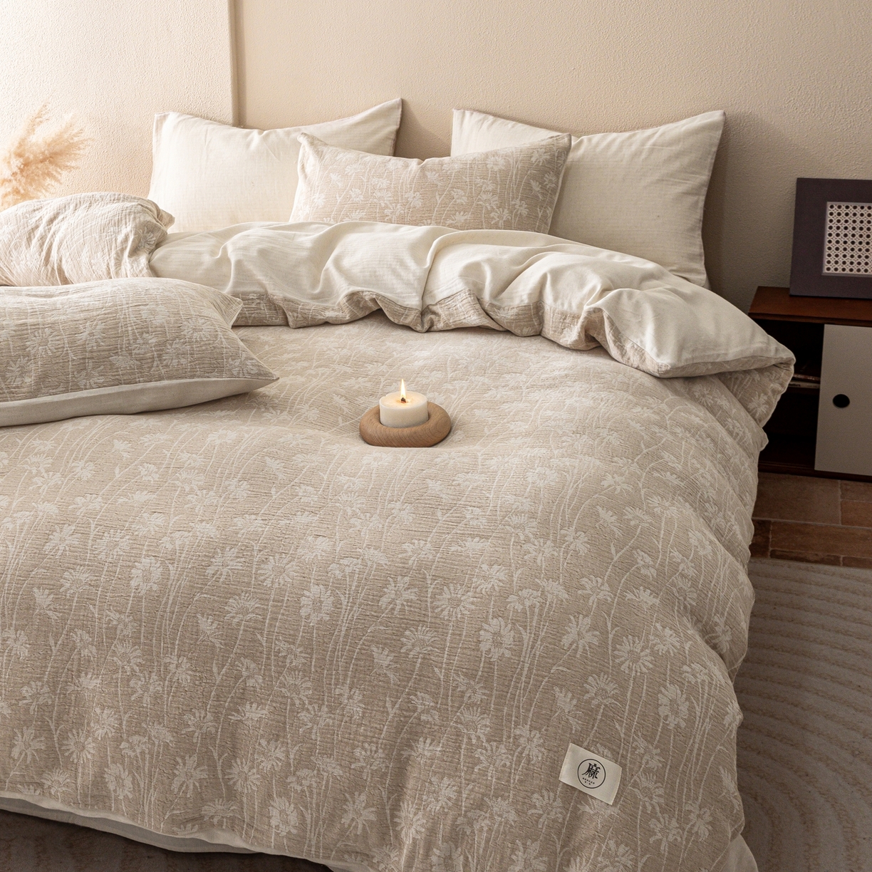 91家纺网 家纺一手货源 找家纺 （总）泰迪爱兰Teddy ISLAND 2026春夏新款无印风A类色织棉麻提花柔软四件套