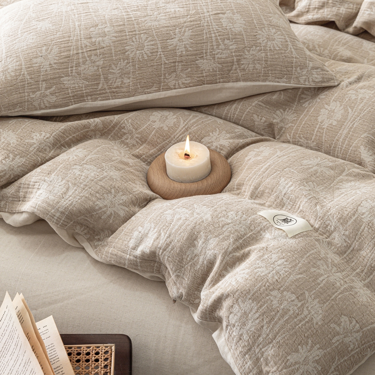 91家纺网 家纺一手货源 找家纺 泰迪爱兰Teddy ISLAND 2026春夏新款无印风A类色织棉麻提花柔软四件套 清雅