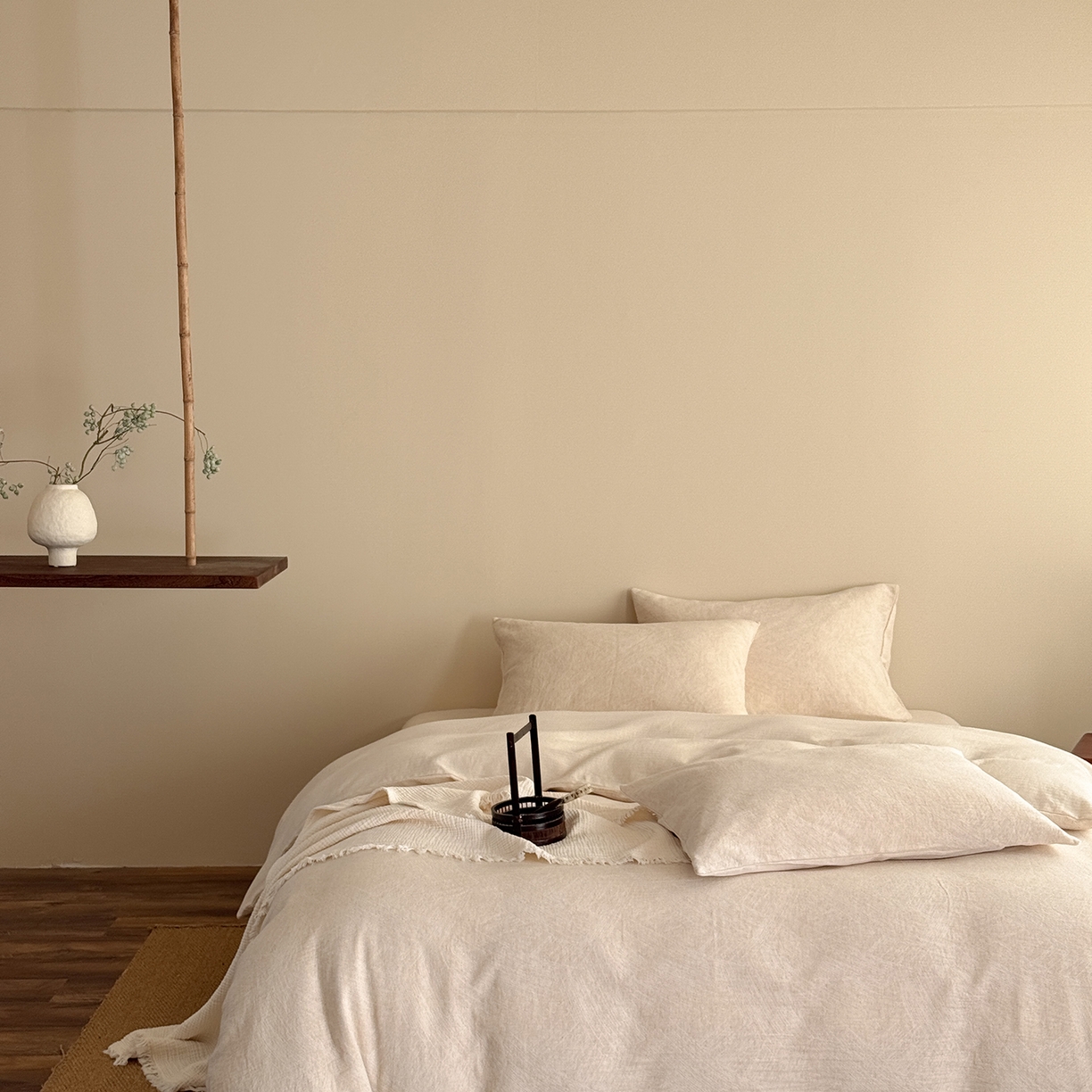 91家纺网 家纺一手货源 找家纺 泰迪爱兰Teddy ISLAND 2026春夏新款无印风A类色织棉麻提花柔软四件套 鎏光