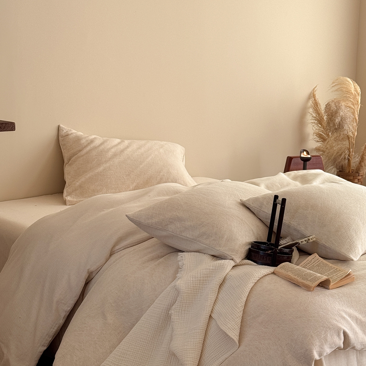 91家纺网 家纺一手货源 找家纺 泰迪爱兰Teddy ISLAND 2026春夏新款无印风A类色织棉麻提花柔软四件套 鎏光