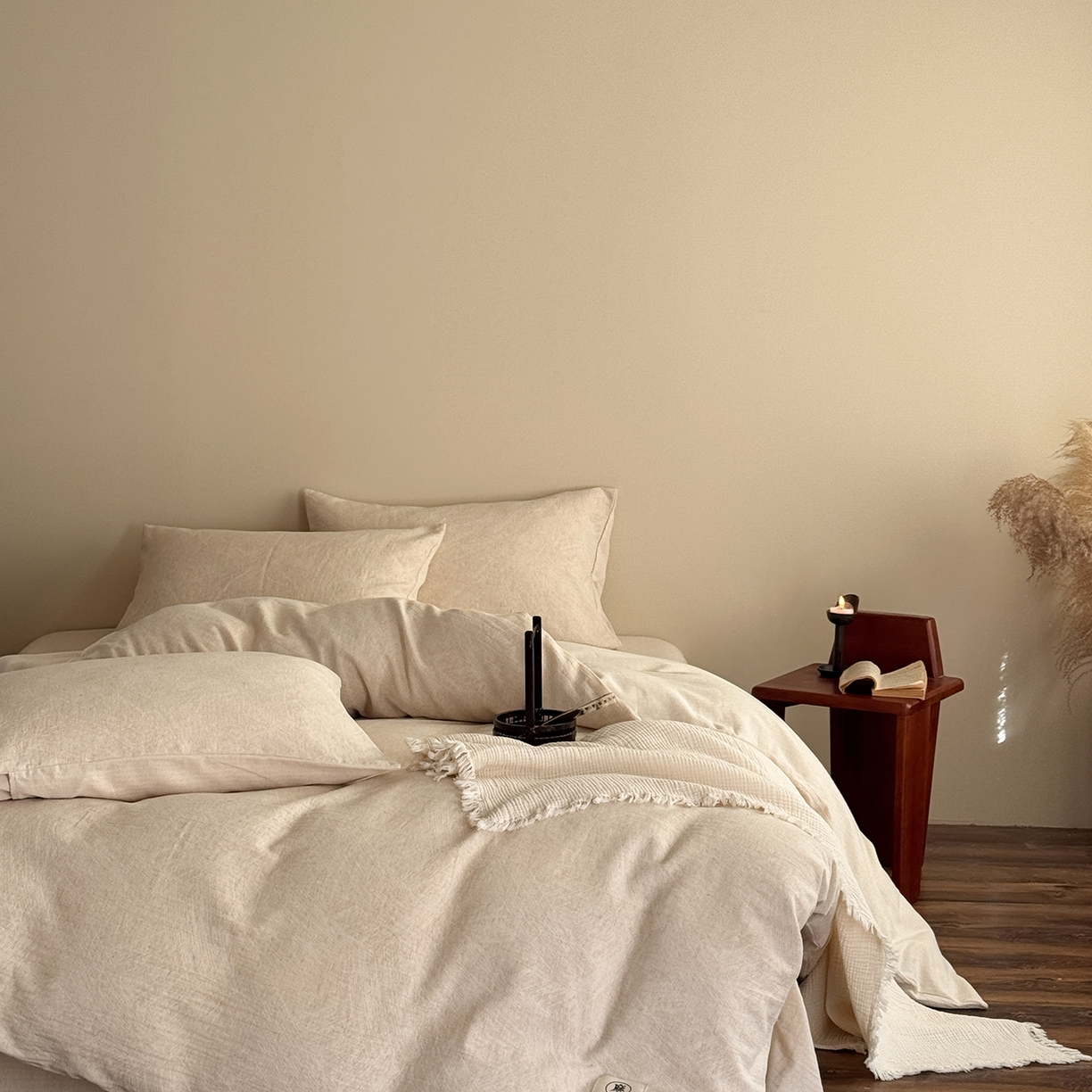 91家纺网 家纺一手货源 找家纺 泰迪爱兰Teddy ISLAND 2026春夏新款无印风A类色织棉麻提花柔软四件套 鎏光