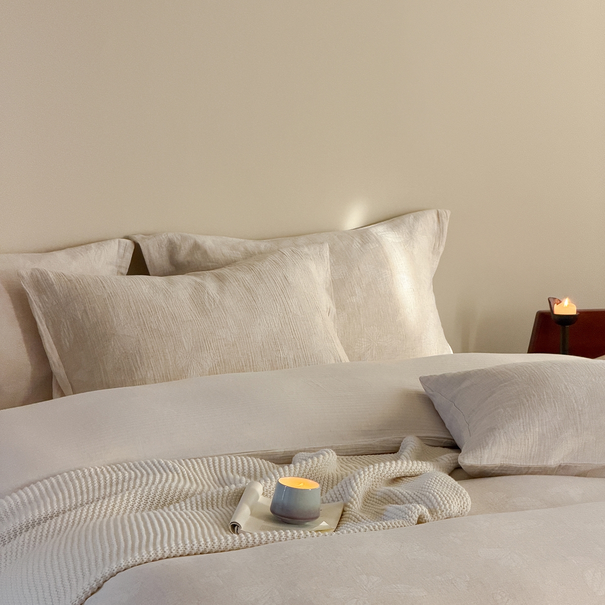 91家纺网 家纺一手货源 找家纺 泰迪爱兰Teddy ISLAND 2026春夏新款无印风A类色织棉麻提花柔软四件套 锦瑟