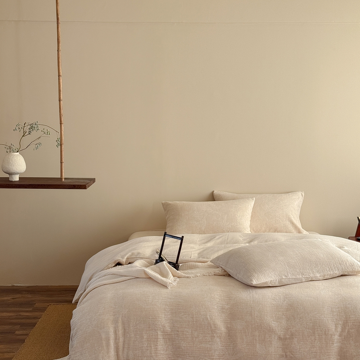 91家纺网 家纺一手货源 找家纺 泰迪爱兰Teddy ISLAND 2026春夏新款无印风A类色织棉麻提花柔软四件套 如梦令