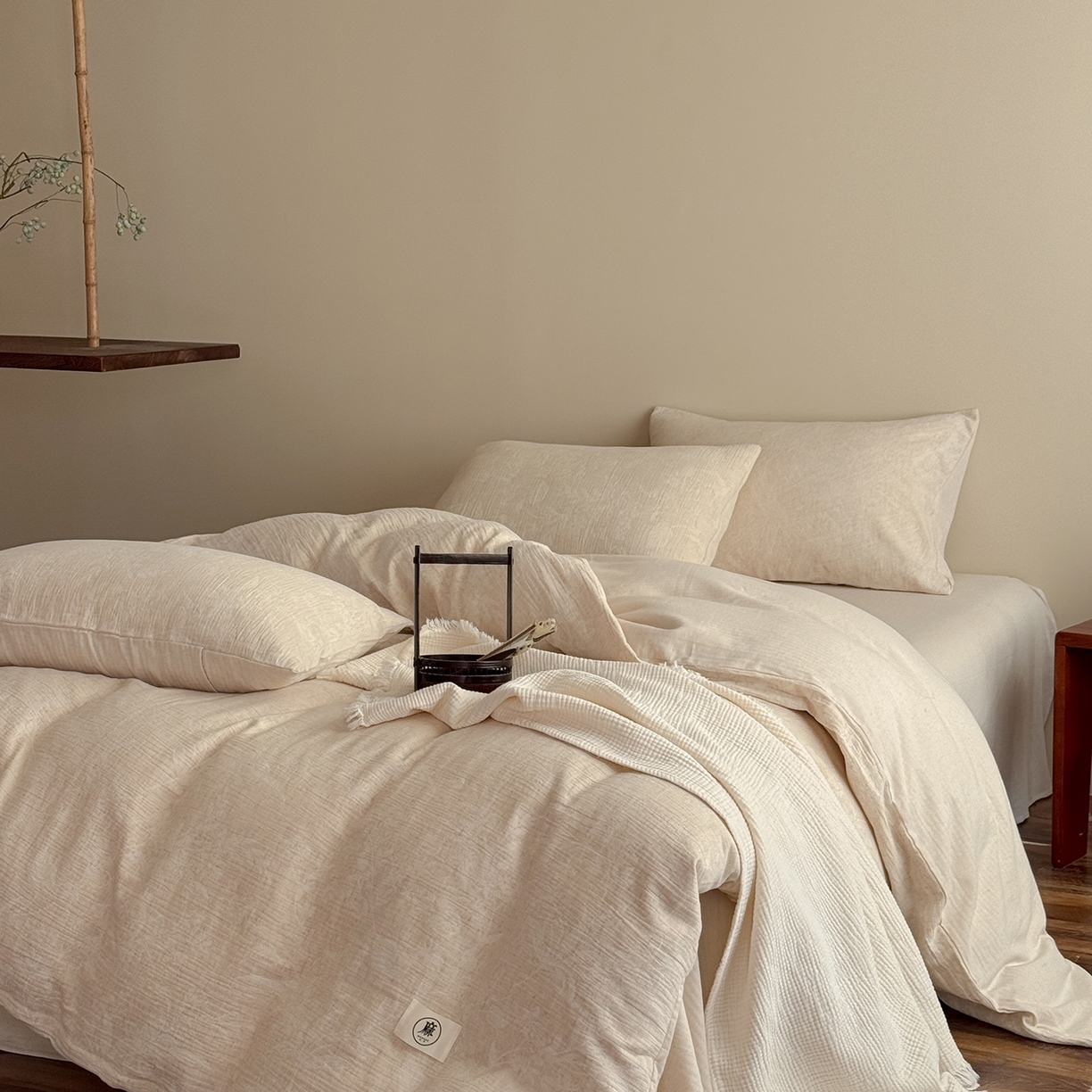 91家纺网 家纺一手货源 找家纺 泰迪爱兰Teddy ISLAND 2026春夏新款无印风A类色织棉麻提花柔软四件套 如梦令