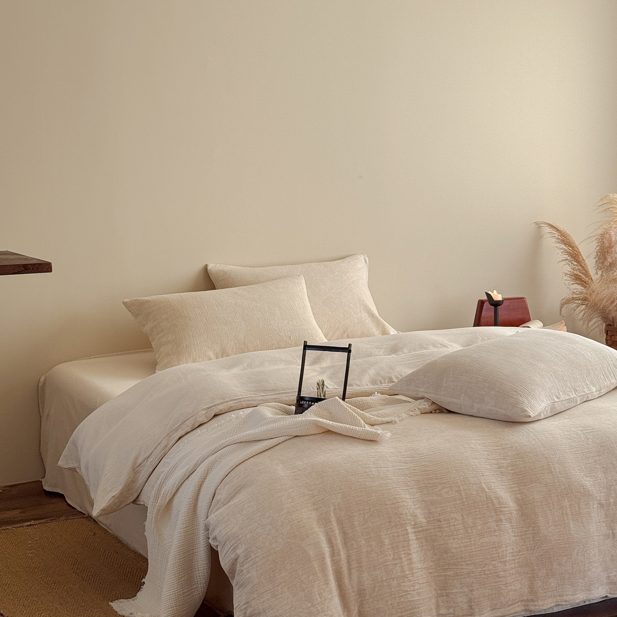 91家纺网 家纺一手货源 找家纺 泰迪爱兰Teddy ISLAND 2026春夏新款无印风A类色织棉麻提花柔软四件套 如梦令