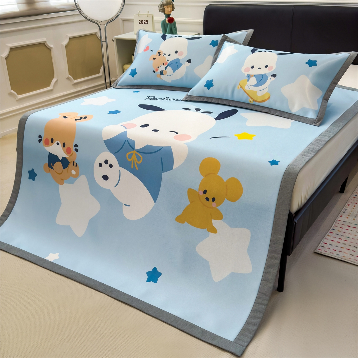 91家纺网 家纺一手货源 找家纺 兄弟坊 2026新款正版授权A类大版卡通烫光冰丝凉席冰丝席 活力帕恰