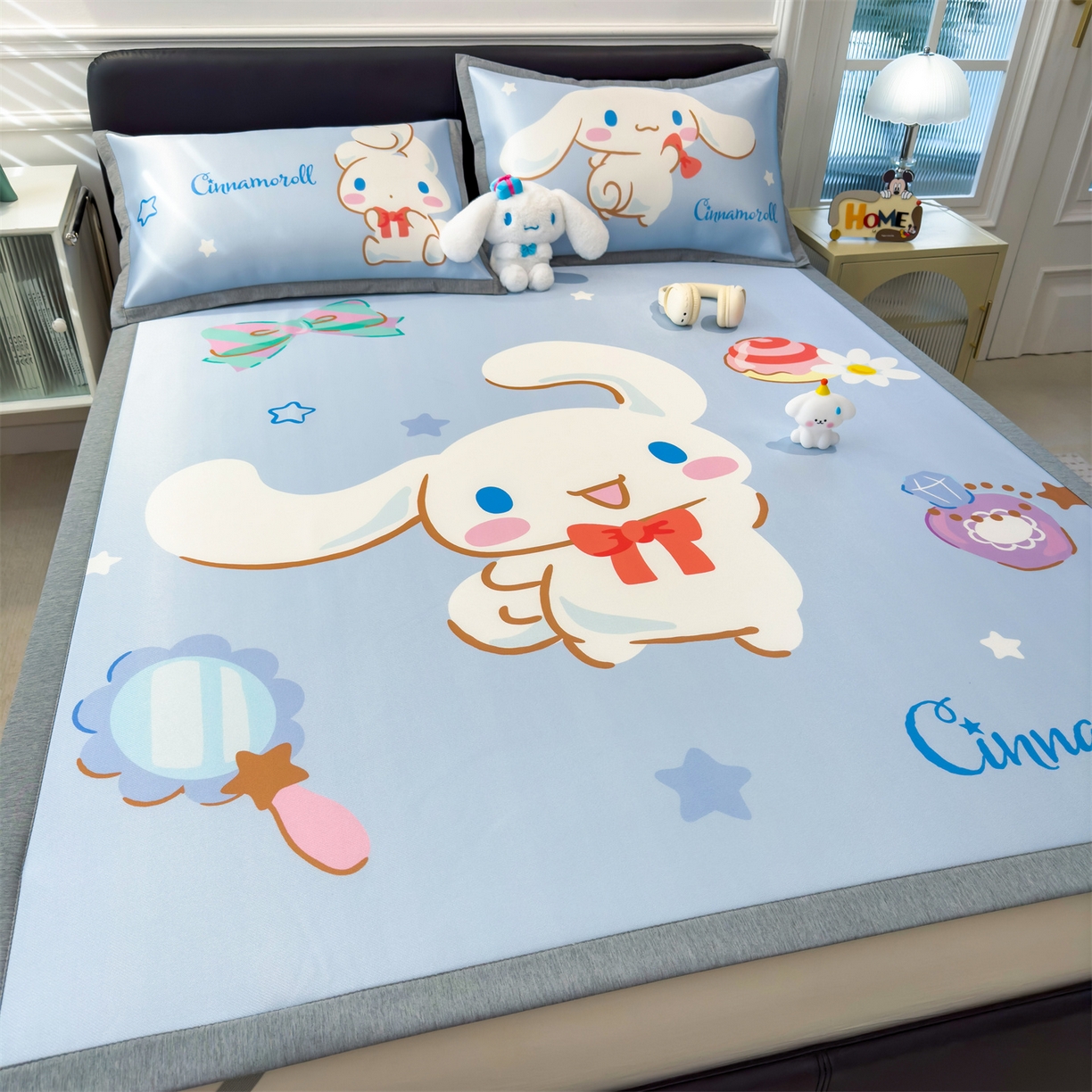 91家纺网 家纺一手货源 找家纺 兄弟坊 2026新款正版授权A类大版卡通烫光冰丝凉席冰丝席 大耳朵玉桂狗