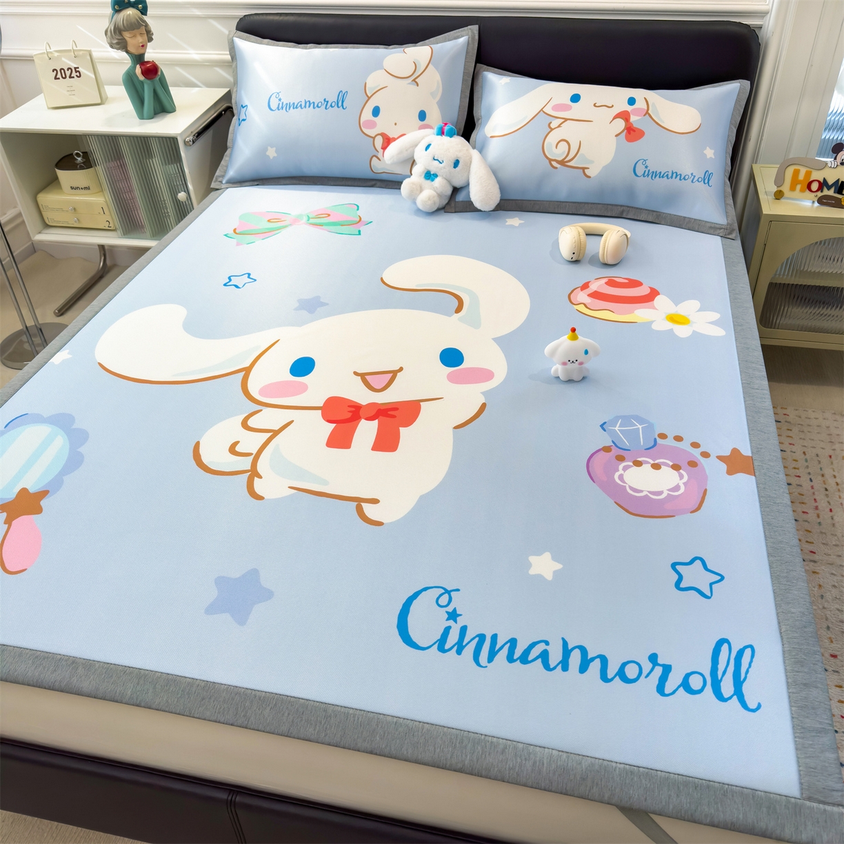 91家纺网 家纺一手货源 找家纺 兄弟坊 2026新款正版授权A类大版卡通烫光冰丝凉席冰丝席 大耳朵玉桂狗