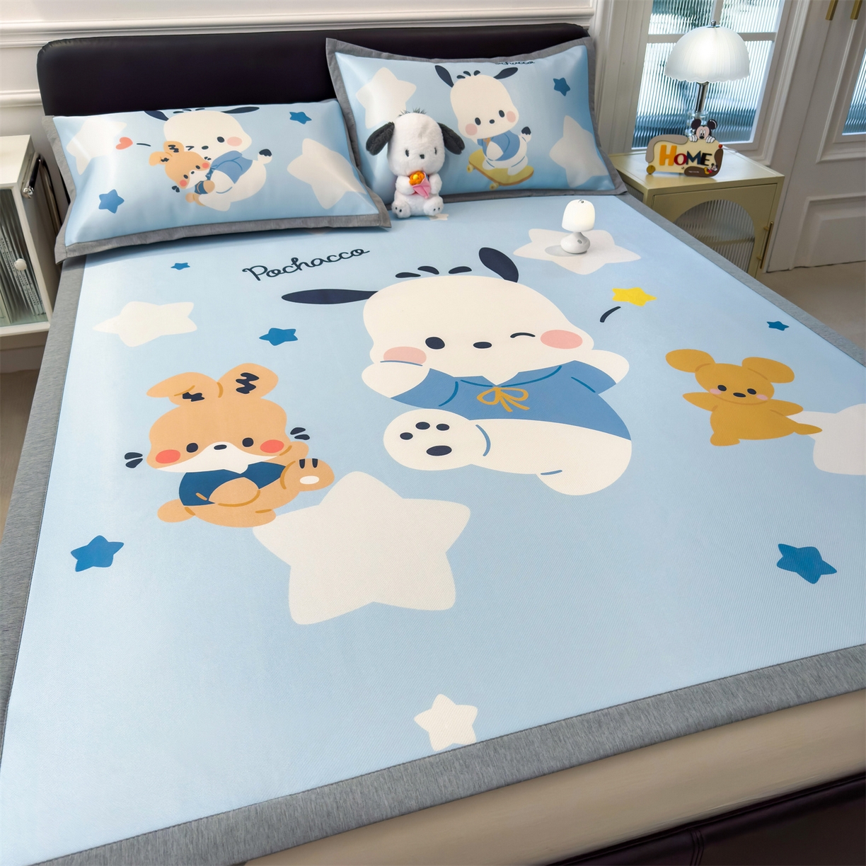 91家纺网 家纺一手货源 找家纺 兄弟坊 2026新款正版授权A类大版卡通烫光冰丝凉席冰丝席 活力帕恰