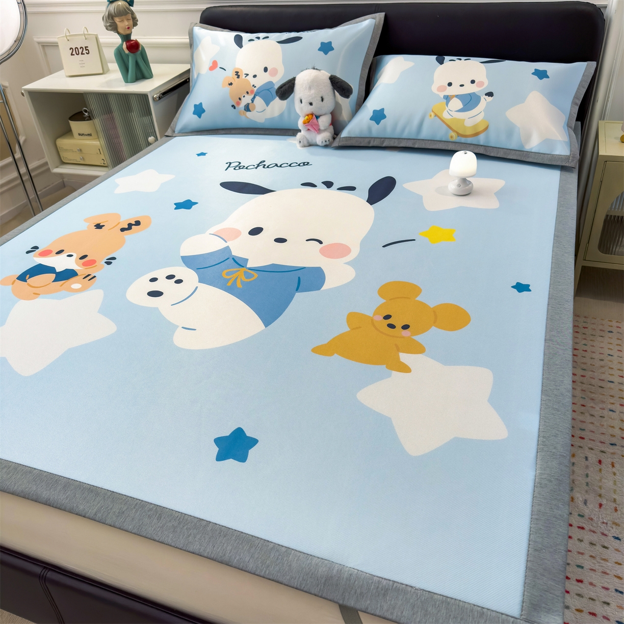 91家纺网 家纺一手货源 找家纺 兄弟坊 2026新款正版授权A类大版卡通烫光冰丝凉席冰丝席 活力帕恰