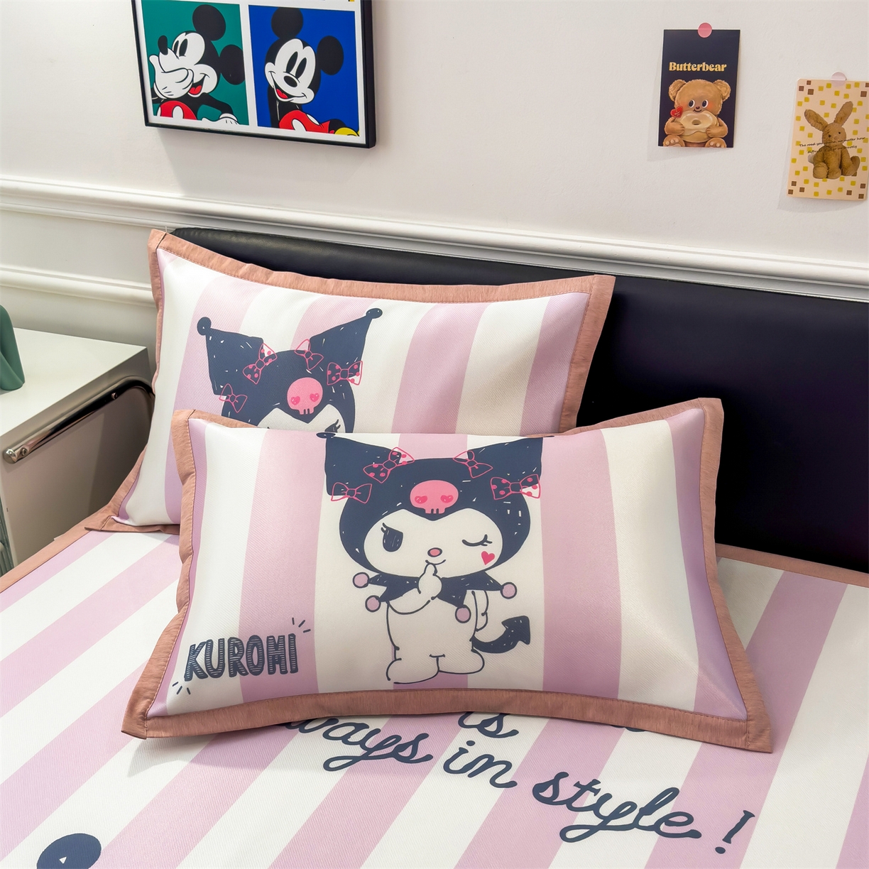 91家纺网 家纺一手货源 找家纺 兄弟坊 2026新款正版授权A类大版卡通烫光冰丝凉席冰丝席 调皮库洛米