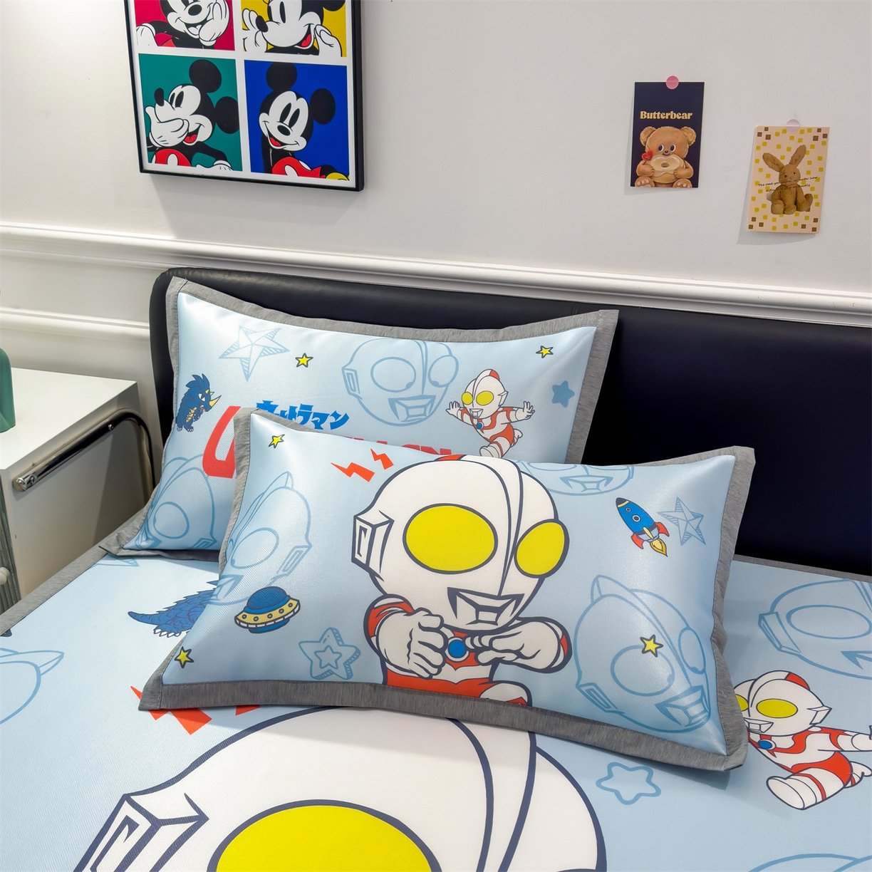 91家纺网 家纺一手货源 找家纺 兄弟坊 2026新款正版授权A类大版卡通烫光冰丝凉席冰丝席 星际奥特曼