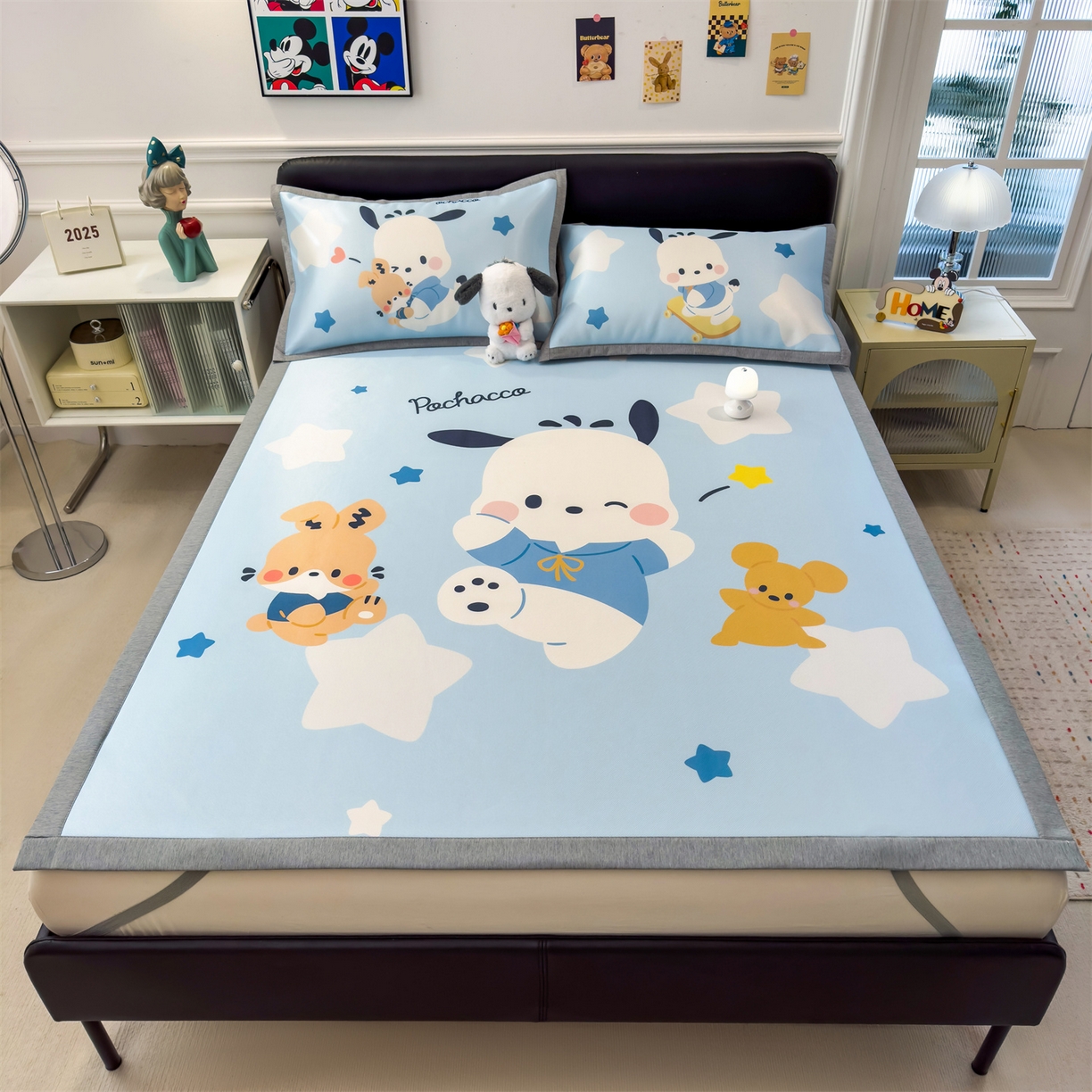 91家纺网 家纺一手货源 找家纺 兄弟坊 2026新款正版授权A类大版卡通烫光冰丝凉席冰丝席 活力帕恰