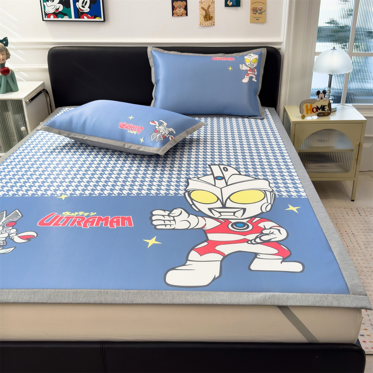 91家纺网 家纺一手货源 找家纺 兄弟坊 2026新款正版授权A类大版卡通烫光冰丝凉席冰丝席 奥特之光