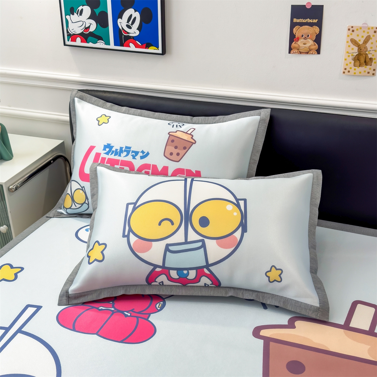 91家纺网 家纺一手货源 找家纺 兄弟坊 2026新款正版授权A类大版卡通烫光冰丝凉席冰丝席 奥特曼打怪兽