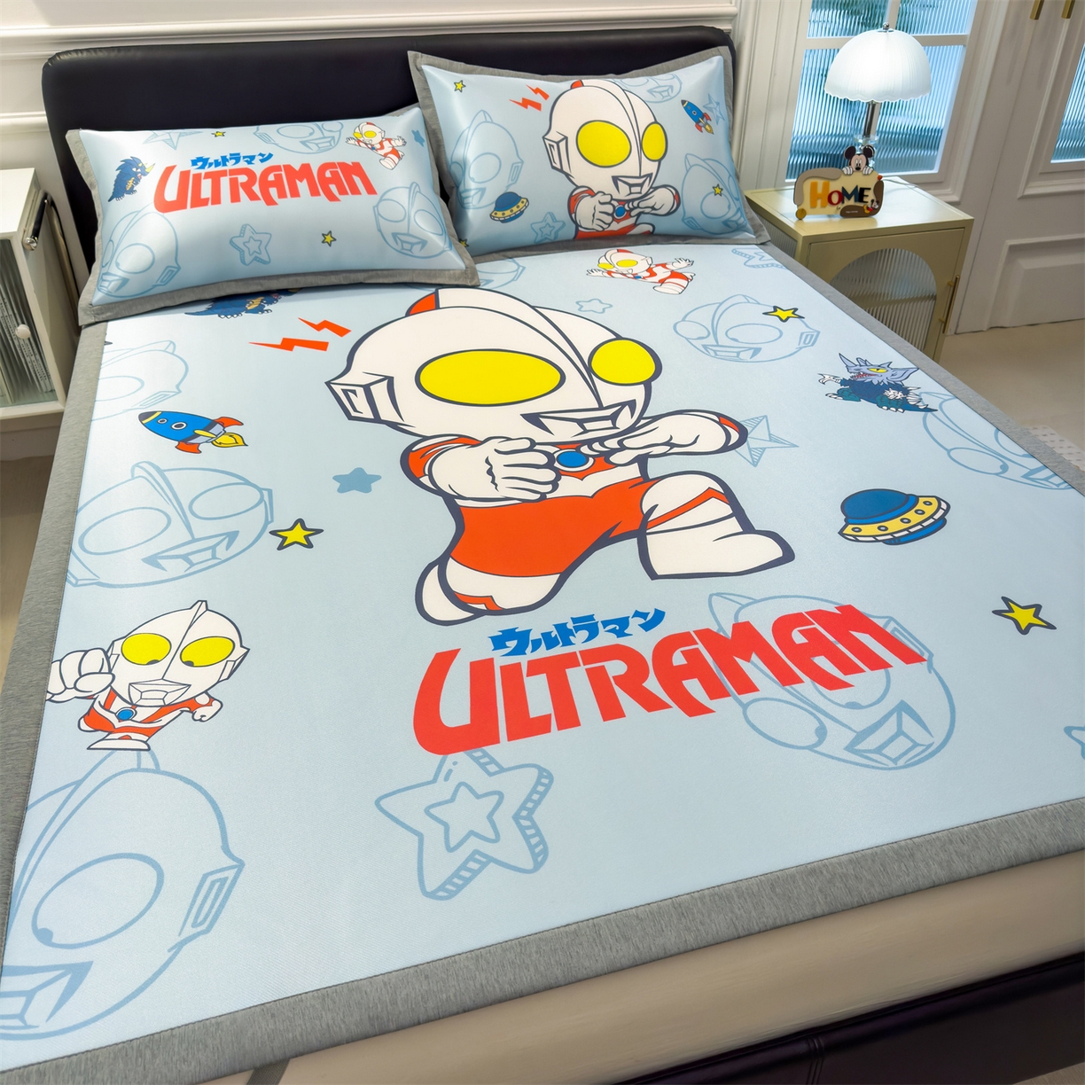 91家纺网 家纺一手货源 找家纺 兄弟坊 2026新款正版授权A类大版卡通烫光冰丝凉席冰丝席 星际奥特曼