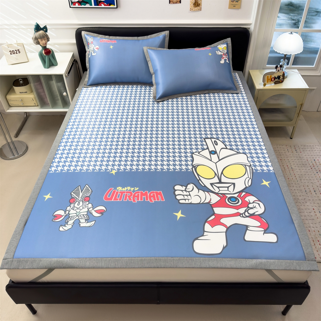 91家纺网 家纺一手货源 找家纺 兄弟坊 2026新款正版授权A类大版卡通烫光冰丝凉席冰丝席 奥特之光