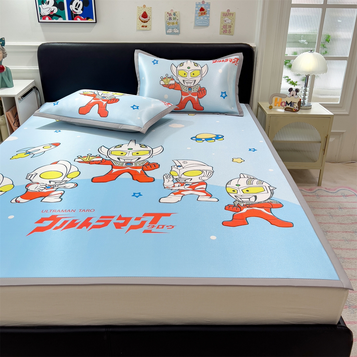 91家纺网 家纺一手货源 找家纺 兄弟坊 2026新款正版授权A类大版卡通烫光冰丝凉席冰丝席 奥特联盟