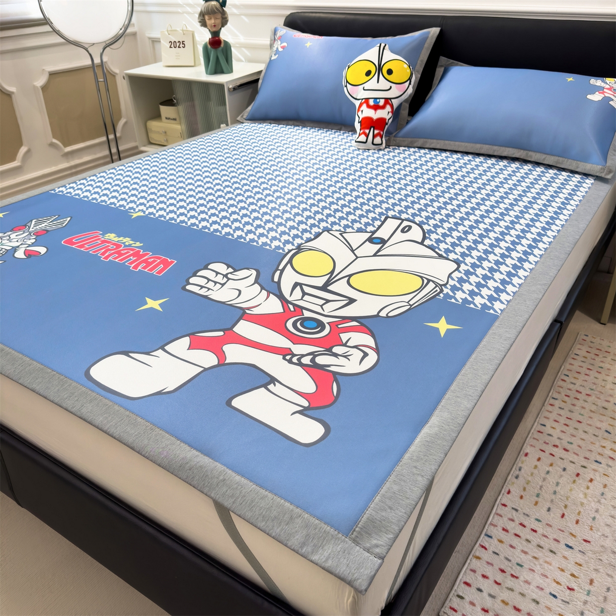 91家纺网 家纺一手货源 找家纺 兄弟坊 2026新款正版授权A类大版卡通烫光冰丝凉席冰丝席 奥特之光