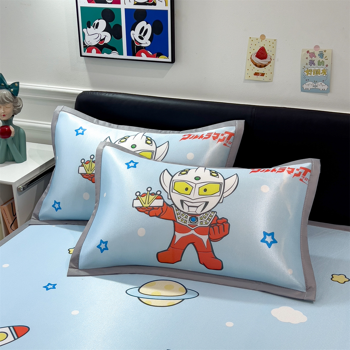 91家纺网 家纺一手货源 找家纺 兄弟坊 2026新款正版授权A类大版卡通烫光冰丝凉席冰丝席 奥特联盟