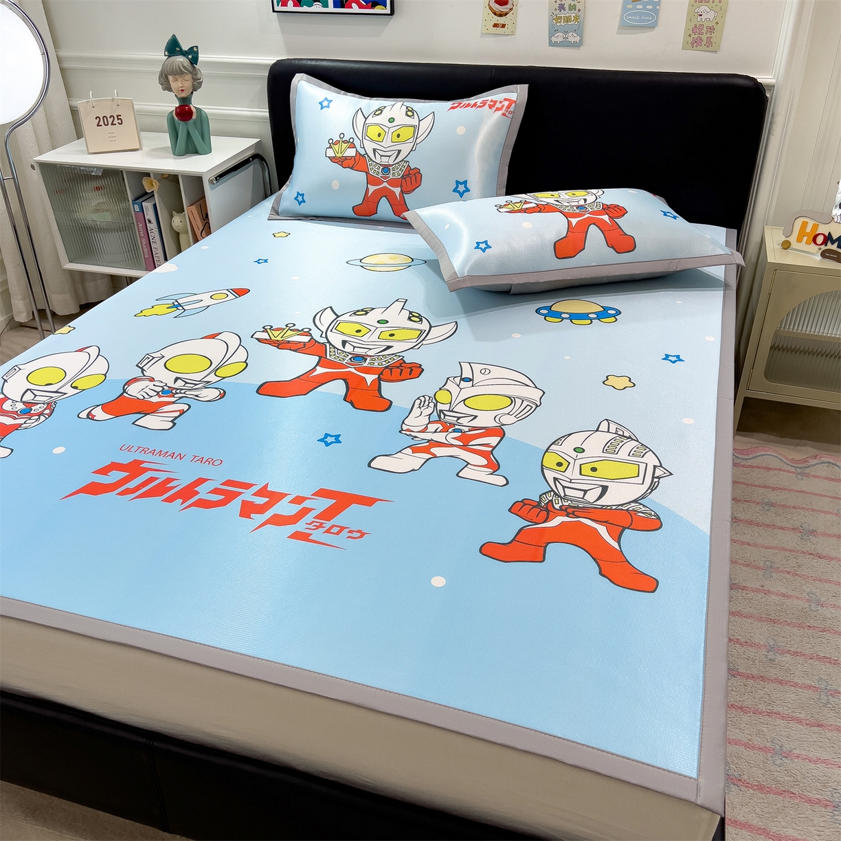 91家纺网 家纺一手货源 找家纺 兄弟坊 2026新款正版授权A类大版卡通烫光冰丝凉席冰丝席 奥特联盟