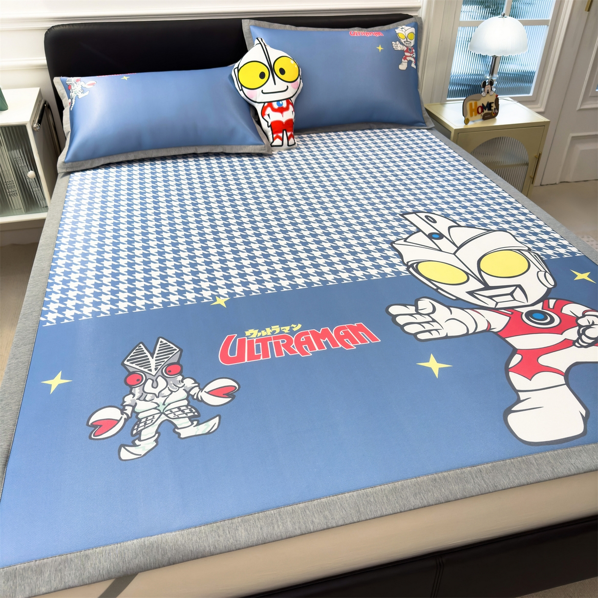 91家纺网 家纺一手货源 找家纺 兄弟坊 2026新款正版授权A类大版卡通烫光冰丝凉席冰丝席 奥特之光