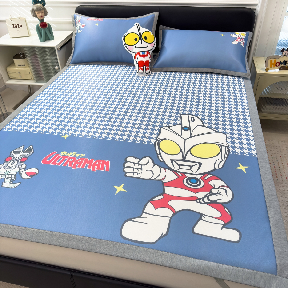 91家纺网 家纺一手货源 找家纺 兄弟坊 2026新款正版授权A类大版卡通烫光冰丝凉席冰丝席 奥特之光