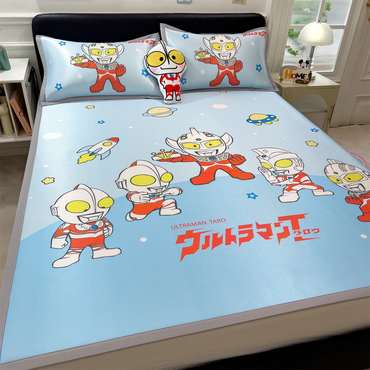 91家纺网 家纺一手货源 找家纺 兄弟坊 2026新款正版授权A类大版卡通烫光冰丝凉席冰丝席 奥特联盟