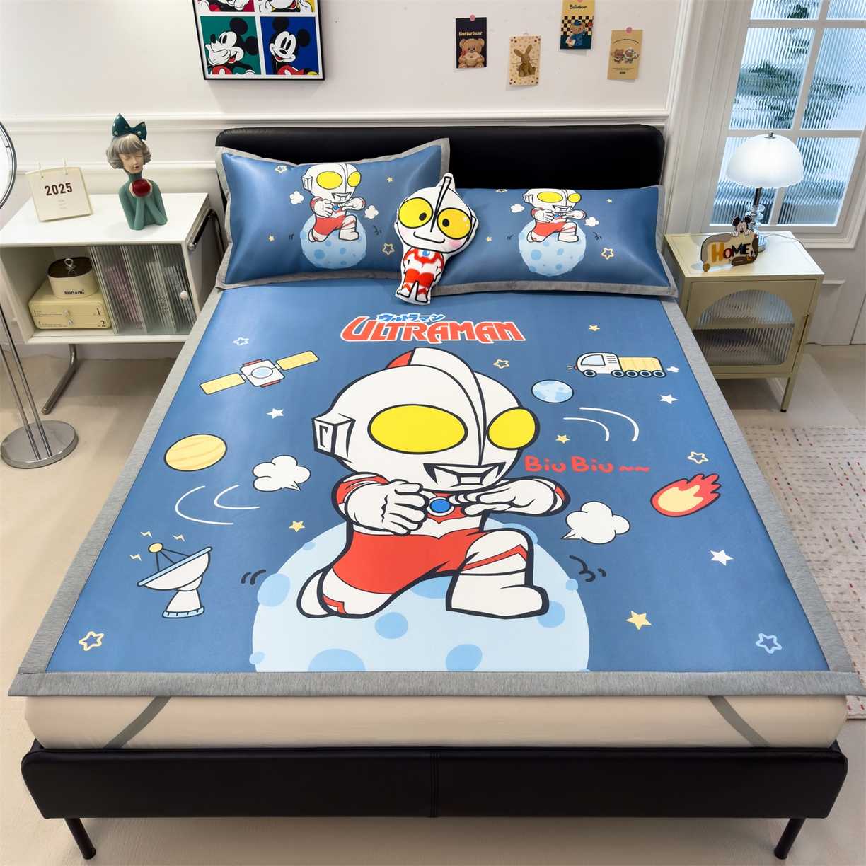 91家纺网 家纺一手货源 找家纺 兄弟坊 2026新款正版授权A类大版卡通烫光冰丝凉席冰丝席 地球奥特曼