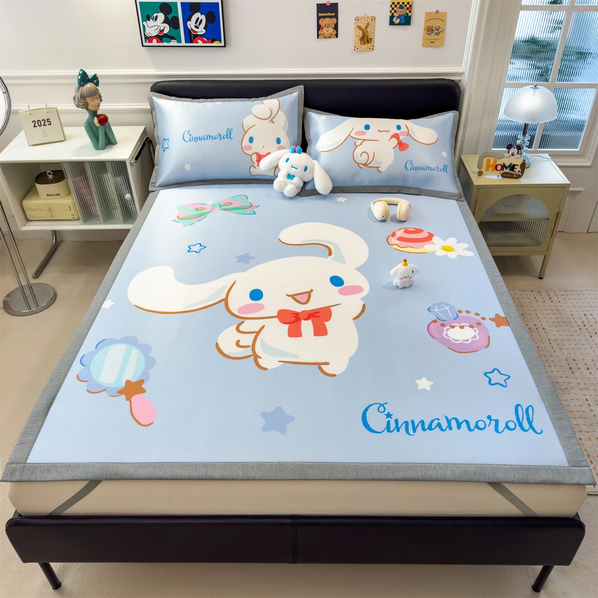 91家纺网 家纺一手货源 找家纺 兄弟坊 2026新款正版授权A类大版卡通烫光冰丝凉席冰丝席 大耳朵玉桂狗