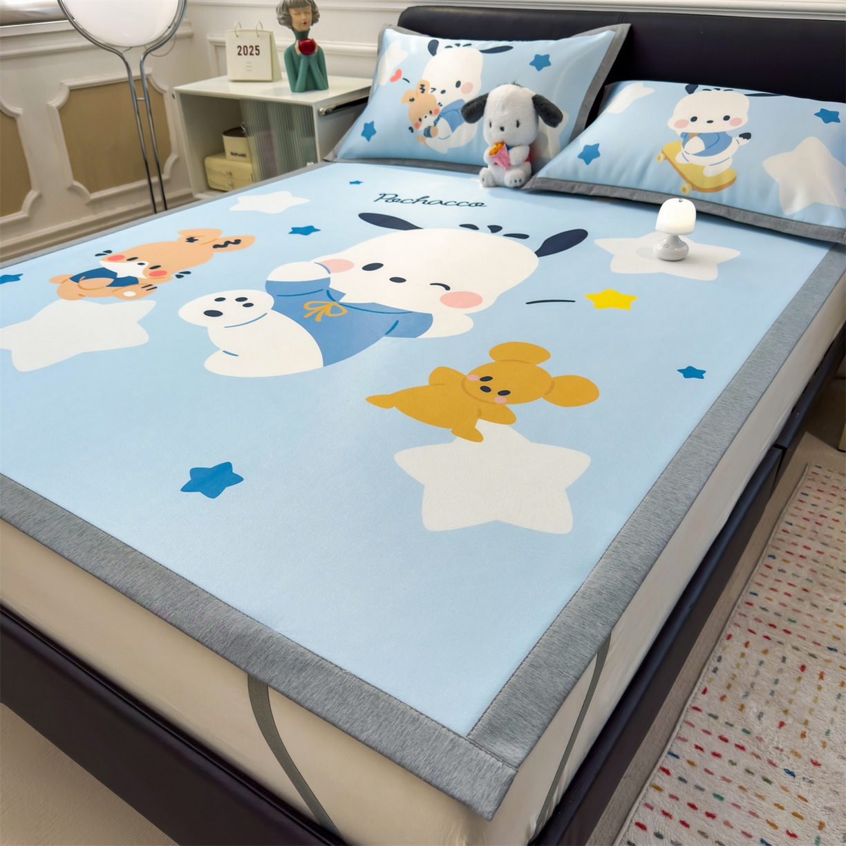 91家纺网 家纺一手货源 找家纺 兄弟坊 2026新款正版授权A类大版卡通烫光冰丝凉席冰丝席 活力帕恰