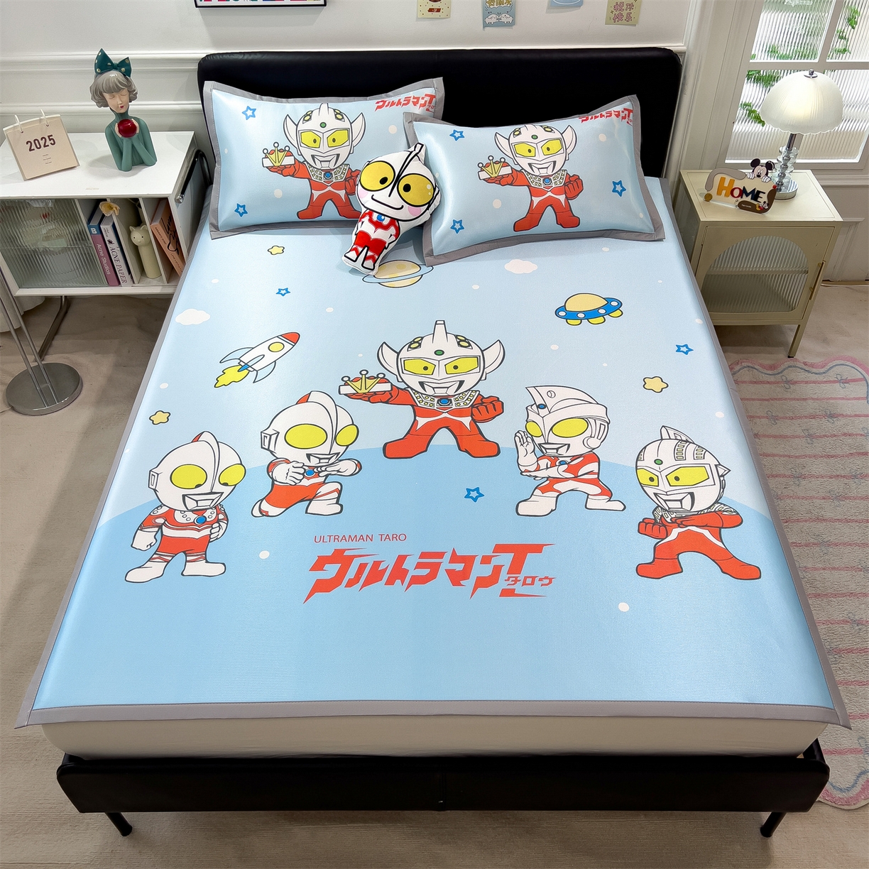 91家纺网 家纺一手货源 找家纺 兄弟坊 2026新款正版授权A类大版卡通烫光冰丝凉席冰丝席 奥特联盟