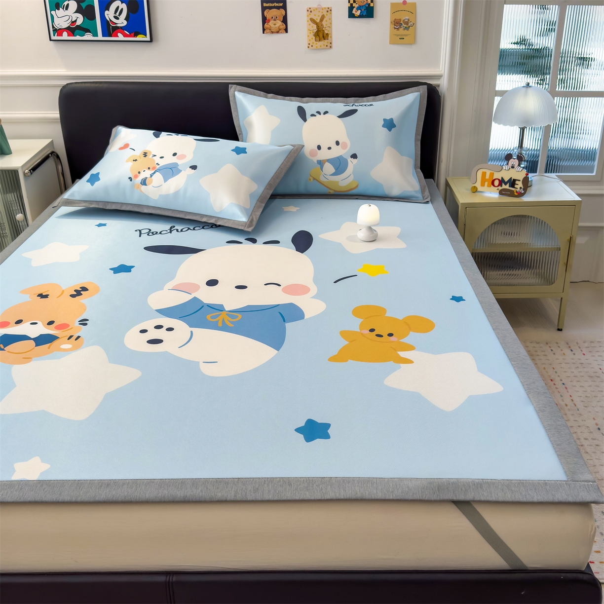 91家纺网 家纺一手货源 找家纺 兄弟坊 2026新款正版授权A类大版卡通烫光冰丝凉席冰丝席 活力帕恰