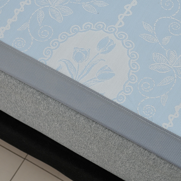 91家纺网 家纺一手货源 找家纺 织雅漫 2026春夏新款提花宽边冰丝凉感软席凉席席子-云溪 郁金香-蓝