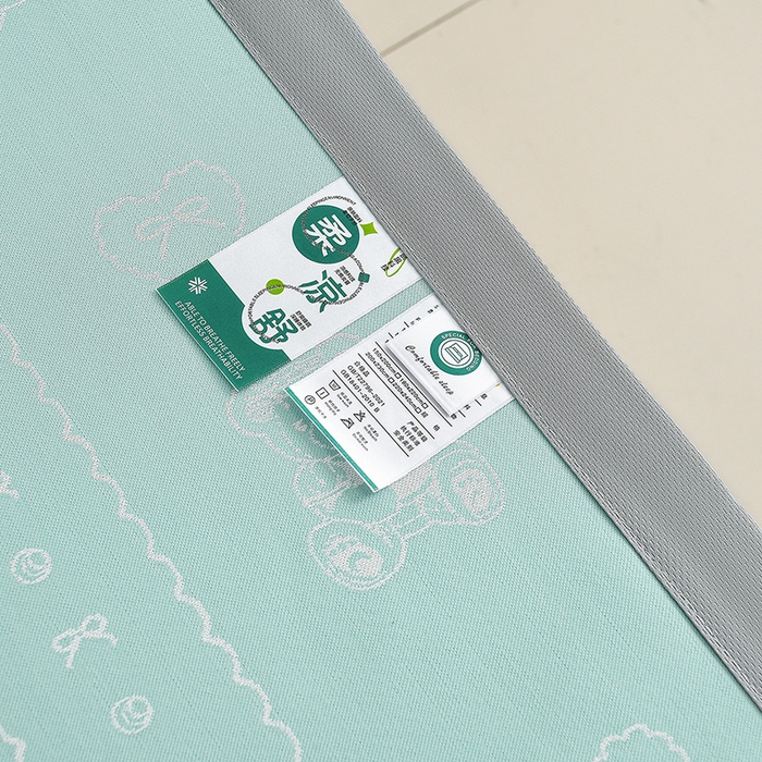 91家纺网 家纺一手货源 找家纺 织雅漫 2026春夏新款提花宽边冰丝凉感软席凉席席子-云溪 可爱熊-绿