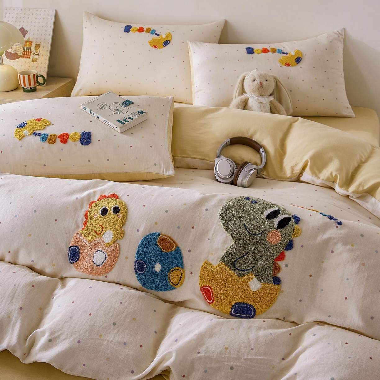 91家纺网 家纺一手货源 找家纺 麦田家纺 2026新款A类全棉双层纱毛巾绣四件套 好伙伴