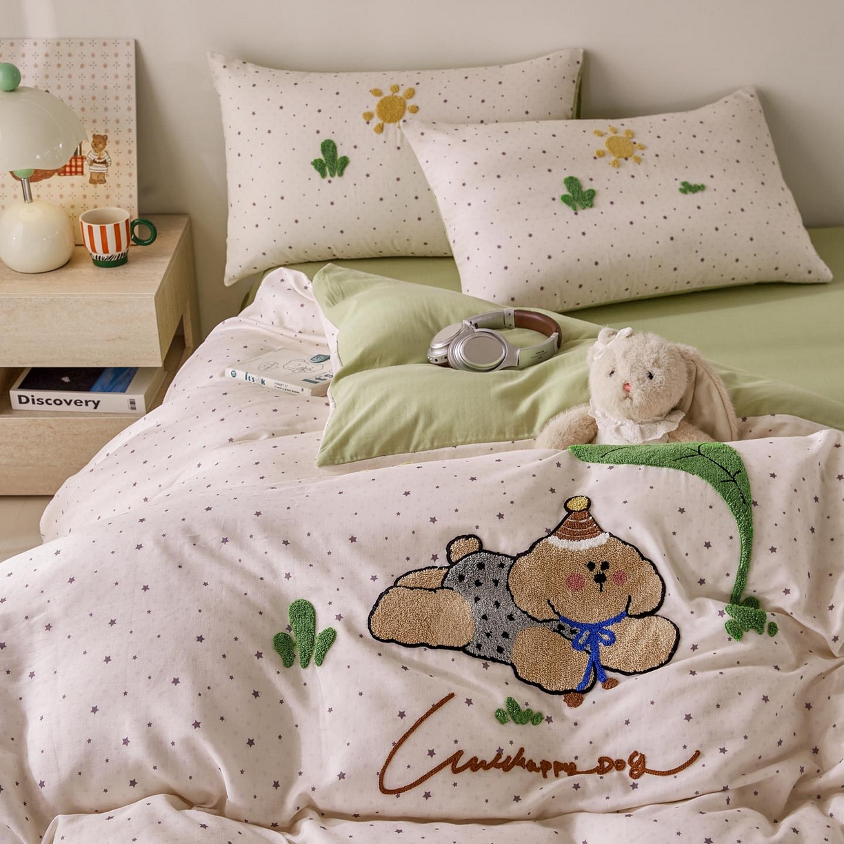 91家纺网 家纺一手货源 找家纺 麦田家纺 2026新款A类全棉双层纱毛巾绣四件套 沁凉