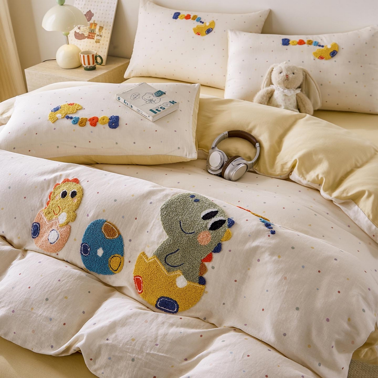 91家纺网 家纺一手货源 找家纺 麦田家纺 2026新款A类全棉双层纱毛巾绣四件套 好伙伴