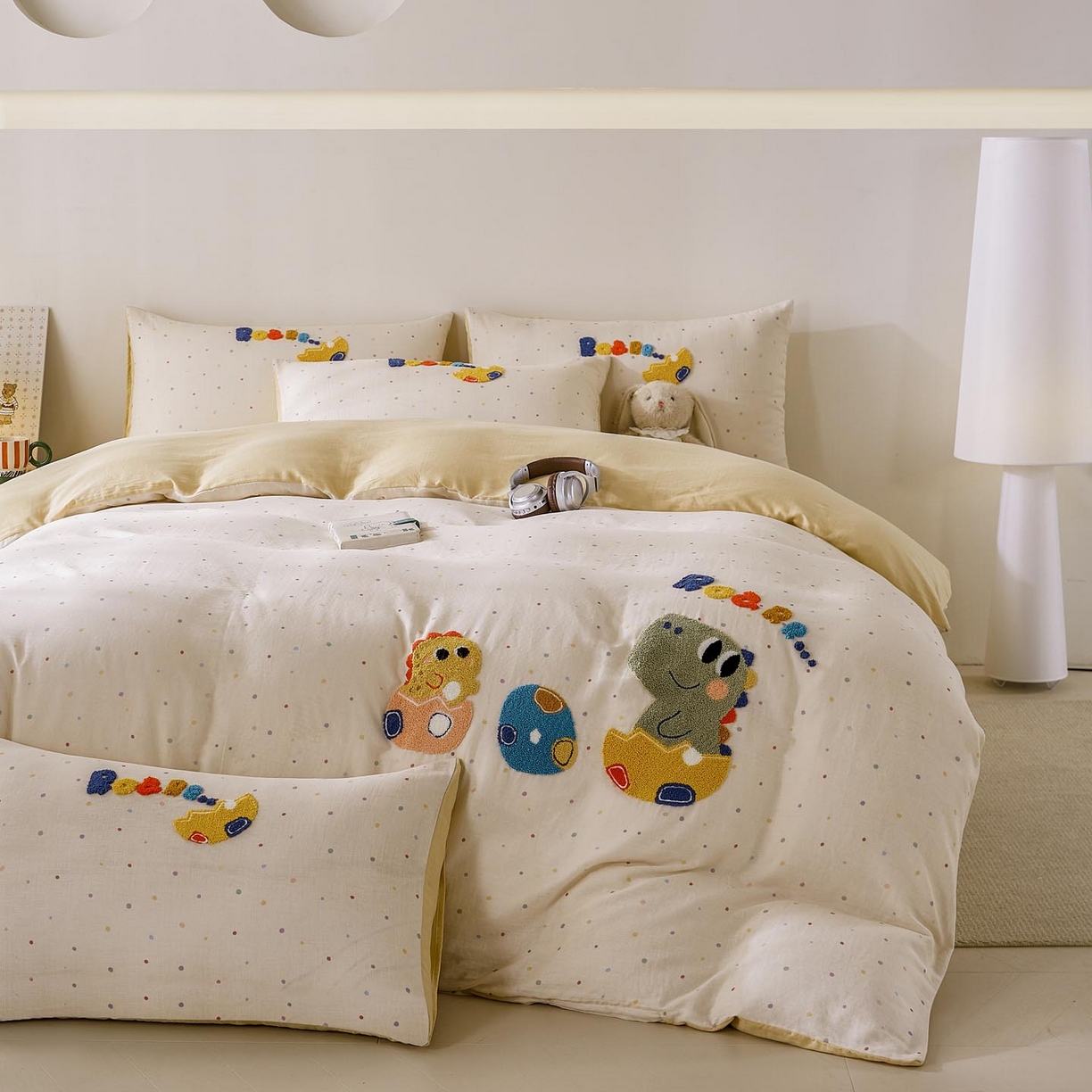 91家纺网 家纺一手货源 找家纺 麦田家纺 2026新款A类全棉双层纱毛巾绣四件套 好伙伴