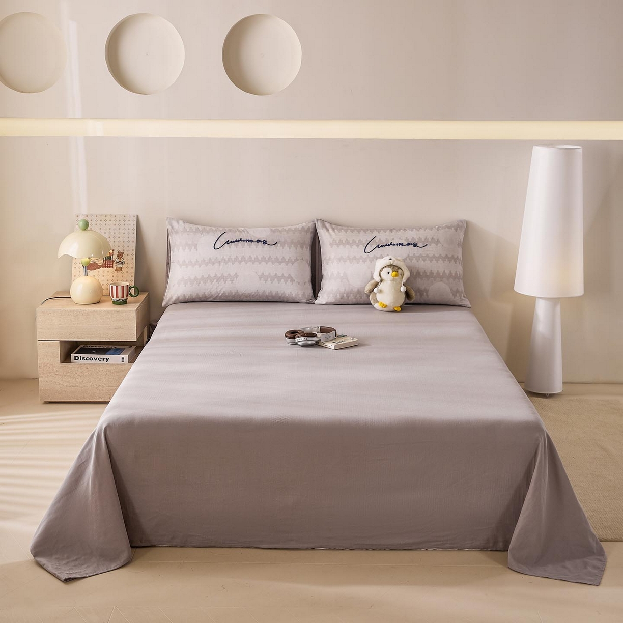 91家纺网 家纺一手货源 找家纺 麦田家纺 2026新款A类全棉双层纱毛巾绣四件套 斑点